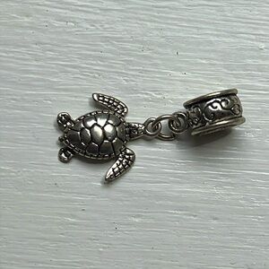 Turtle Charm 1.25” Silver tone metal